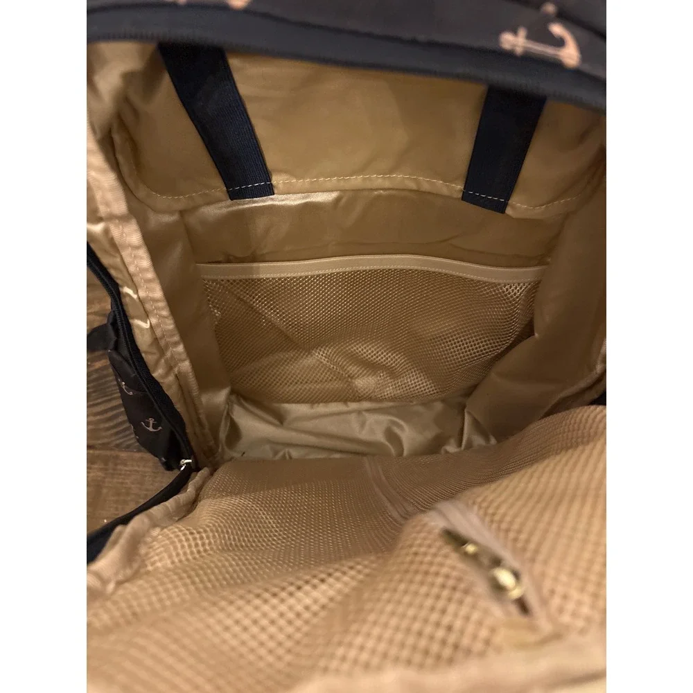 JuJuBe Navy Anchor Print Backpack Diaper Bag Gold‎ Hardware